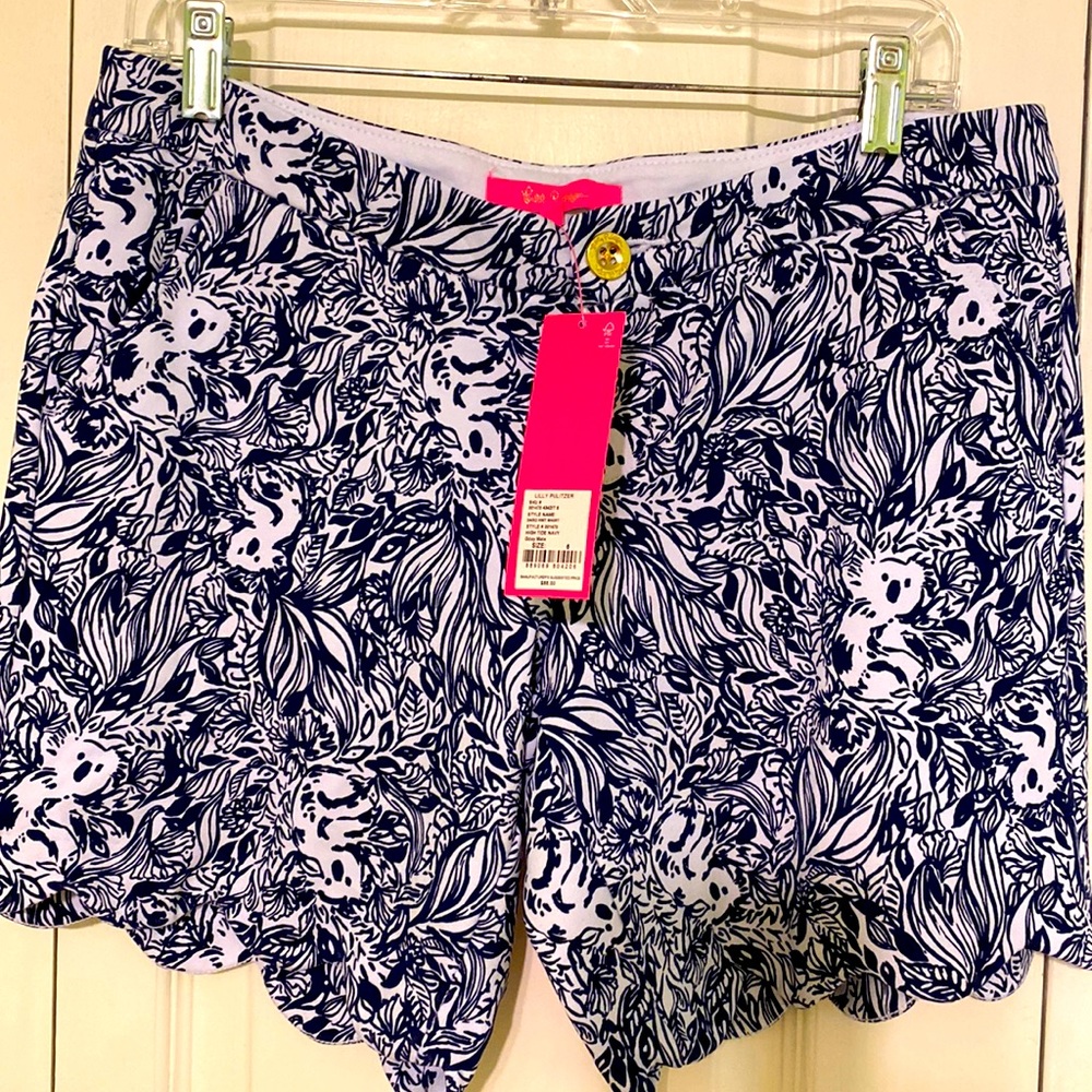 Lilly Pulitzer Darci Knit Short NWT SIZE 6 HIGH TIDE NAVY GDAY MATE print
